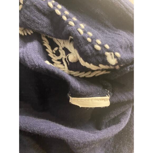 Boho Festival Embroidered Navy Sleeveless Tank Top Lucky Brand Medium - Picture 4 of 5
